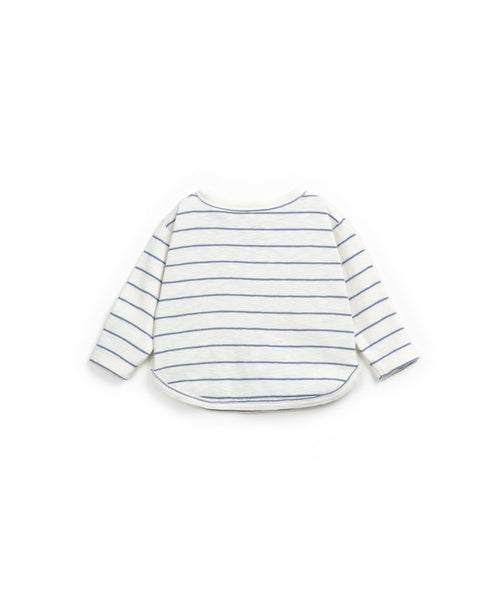 Striped Cotton Sweater (Ecru Blue) - PlayUp Mini
