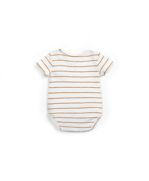 Striped Cotton Bodysuit (Mustard-Raw) - PlayUp Mini