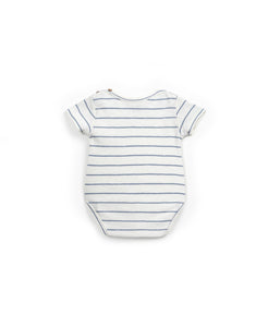 Striped Cotton Bodysuit (Ecru Blue) - PlayUp Mini