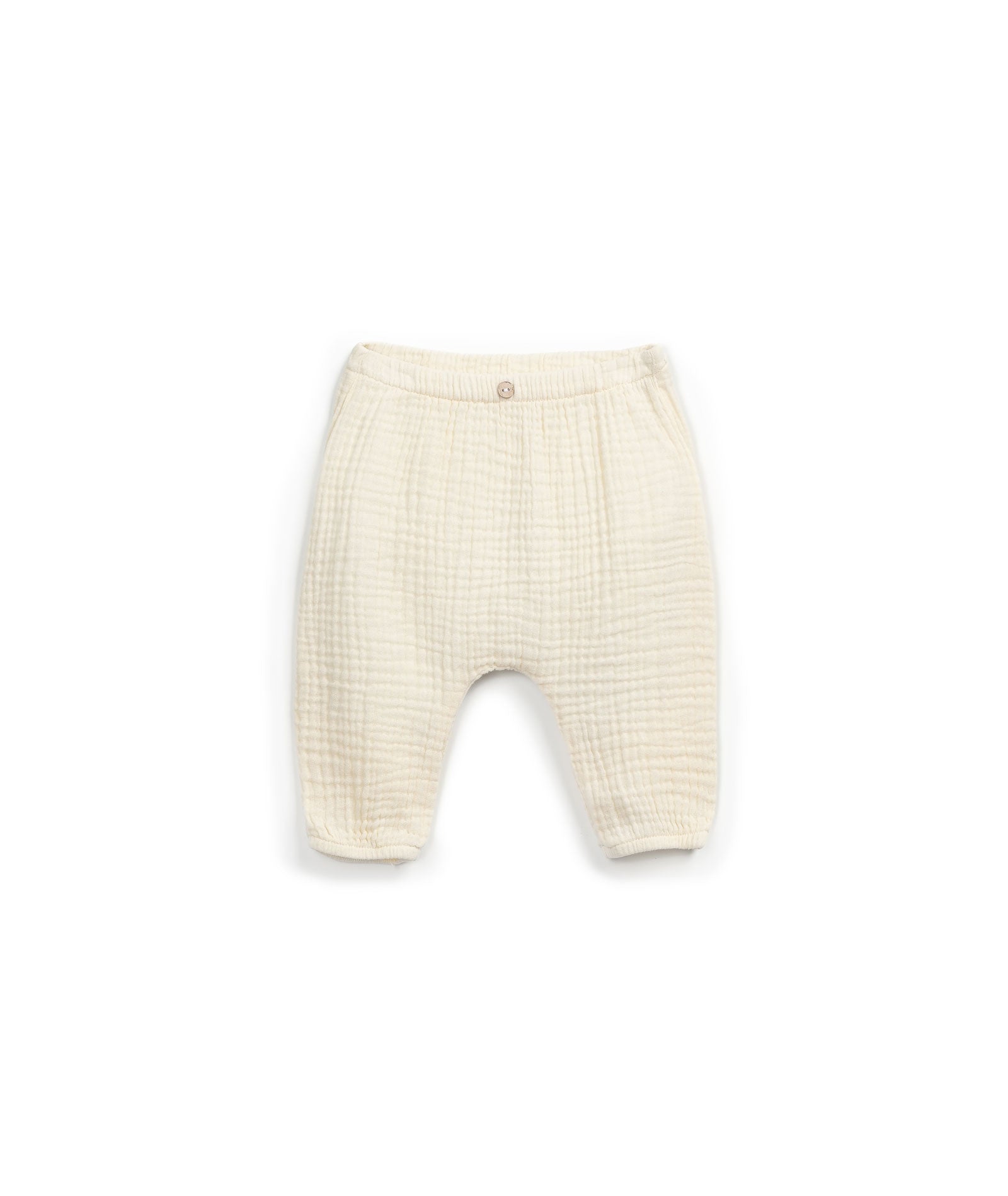 Woven Pants with Coconut Button (Natural) - PlayUp Mini