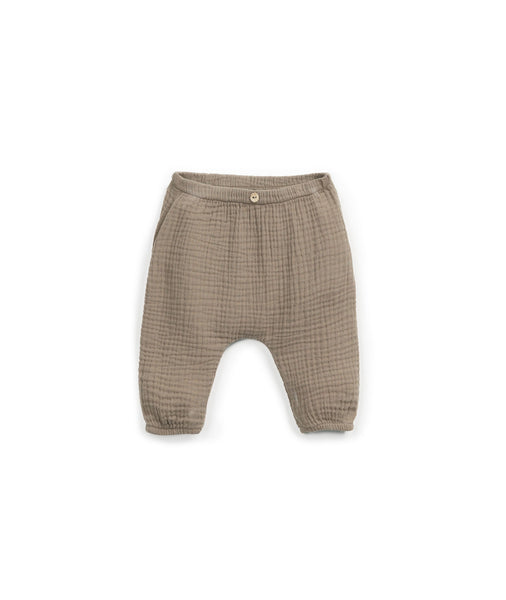 Woven Pants with Coconut Button (Taupe) - PlayUp Mini